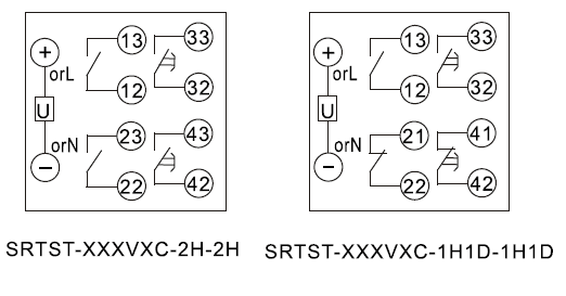 SRTST-220VDC-1H1D-1H1D-D內部接線圖