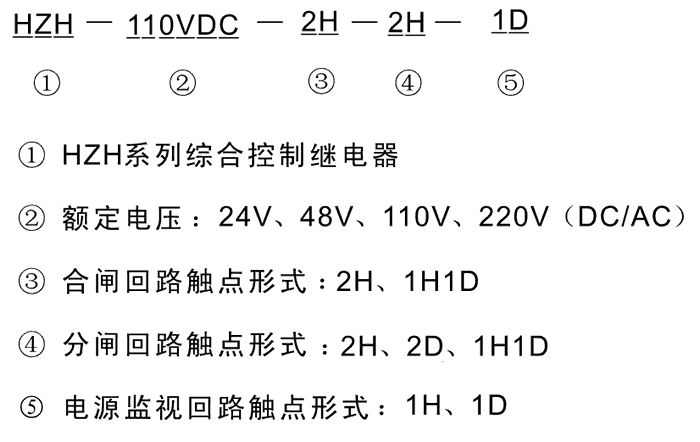 HZH-48VDC-2H-2D-1D型號及其含義